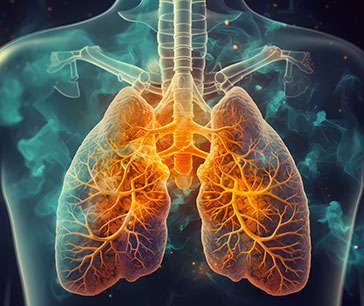 X ray of lungs showing signs of infection